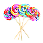 a group of lollipops on sticks