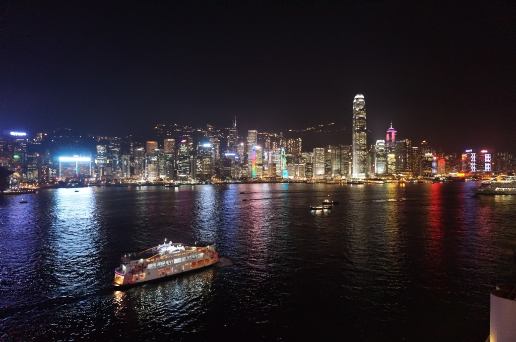 The Hong Kong skyline at night