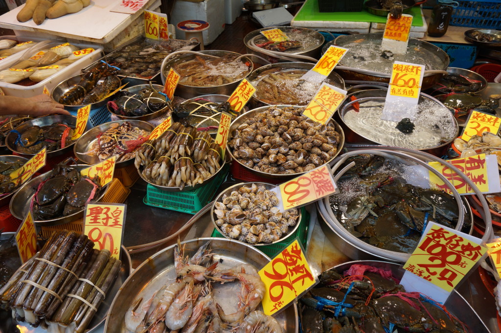 Seafood at the Mong Kok street market