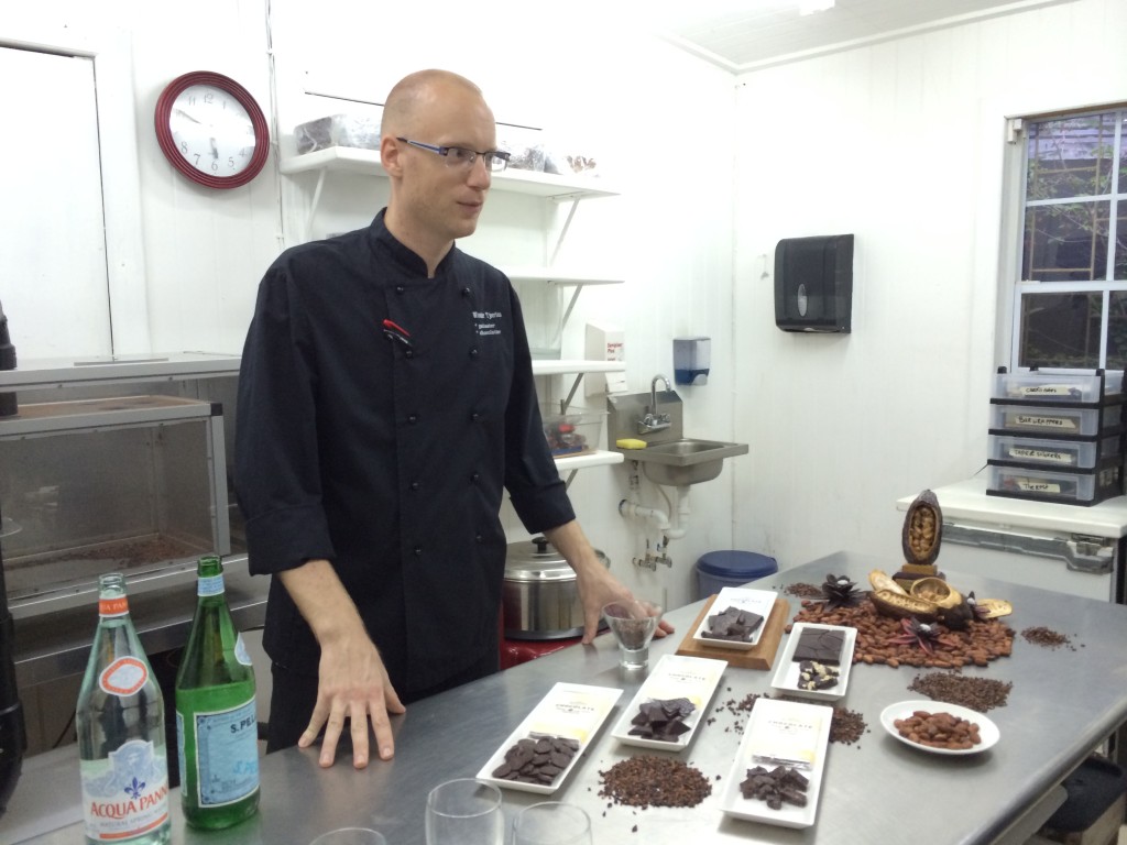 Dutch chocolatier Wouter Tjeertes at the Jade Mountain Chocolate Lab