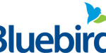 a blue and white logo