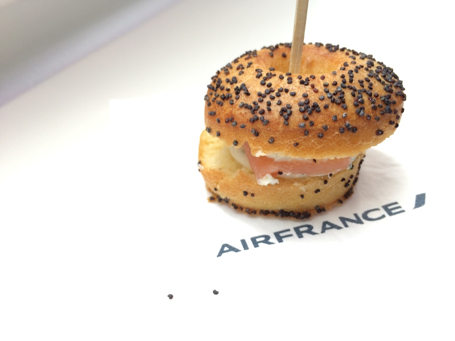 a bagel sandwich with a toothpick