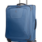 a blue suitcase with wheels