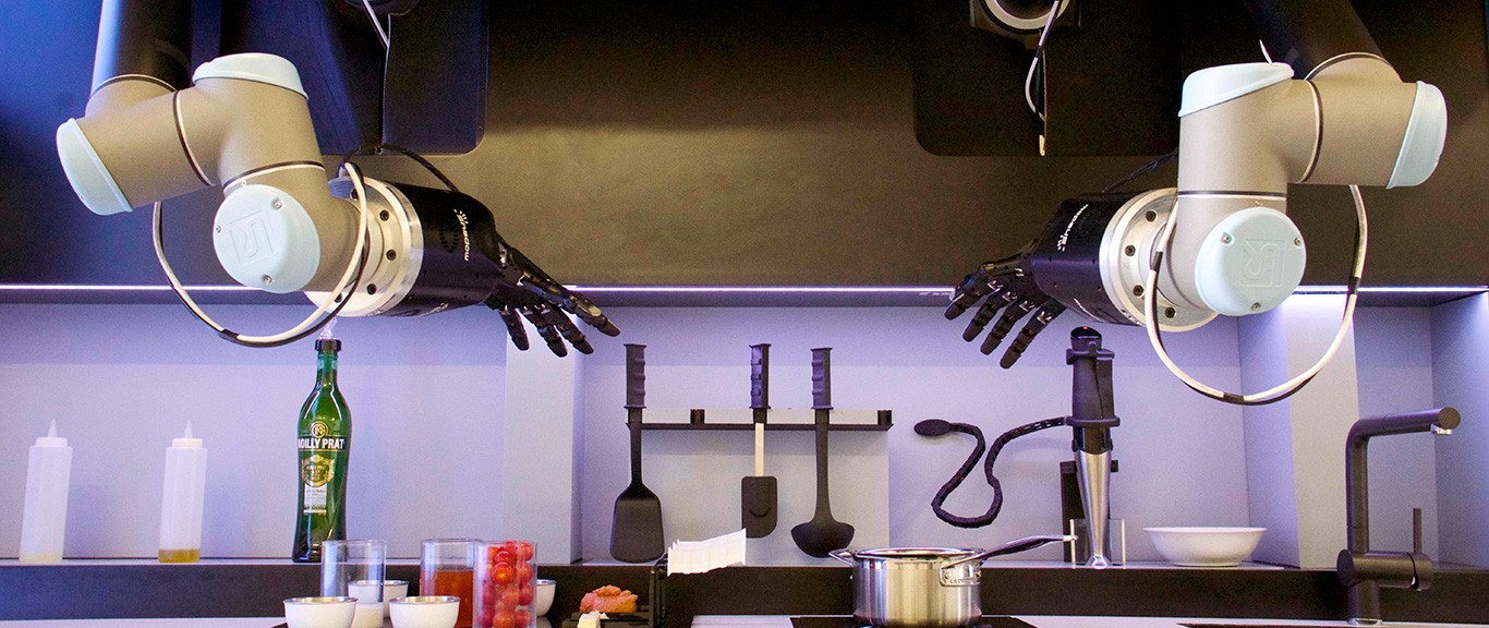 a robot hands in a kitchen