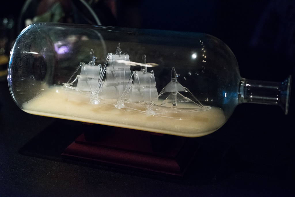 a glass ship in a bottle