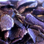 a pile of purple potato chips