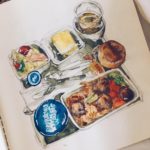a drawing of food on a paper