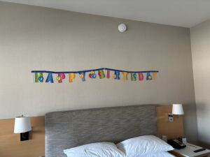 a birthday banner on a wall