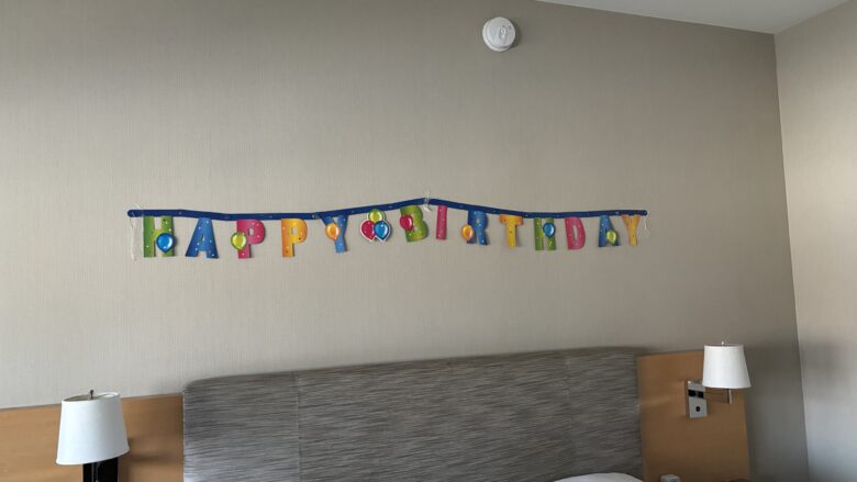 a birthday banner on a wall